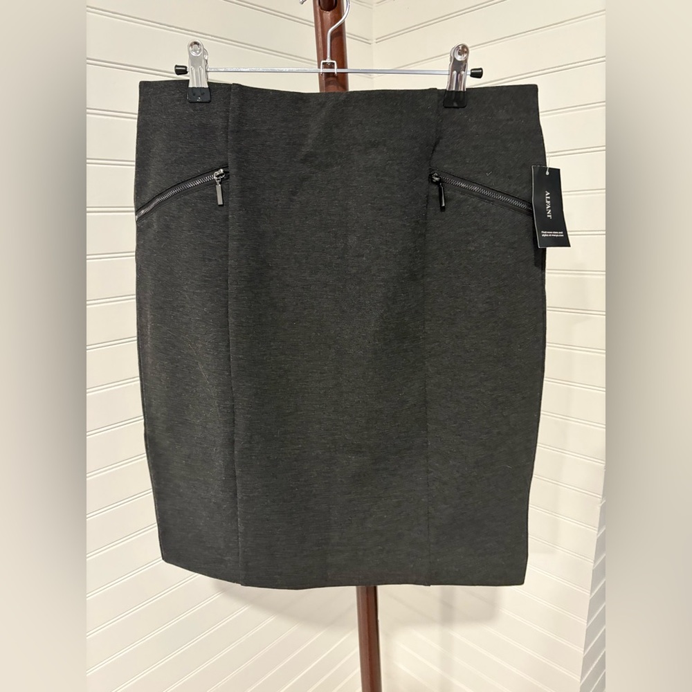 Alfani Dark Gray Pencil Skirt with Zipper Details